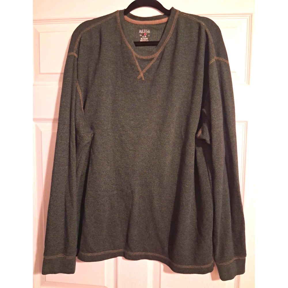RedHead Men's XL Waffle Knit Thermal Shirt Green Gorpcore Outdoor Layering
